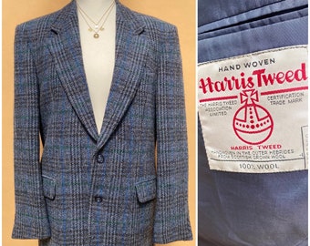 EU42 Vintage Harris Tweed Blazer aus Wolle