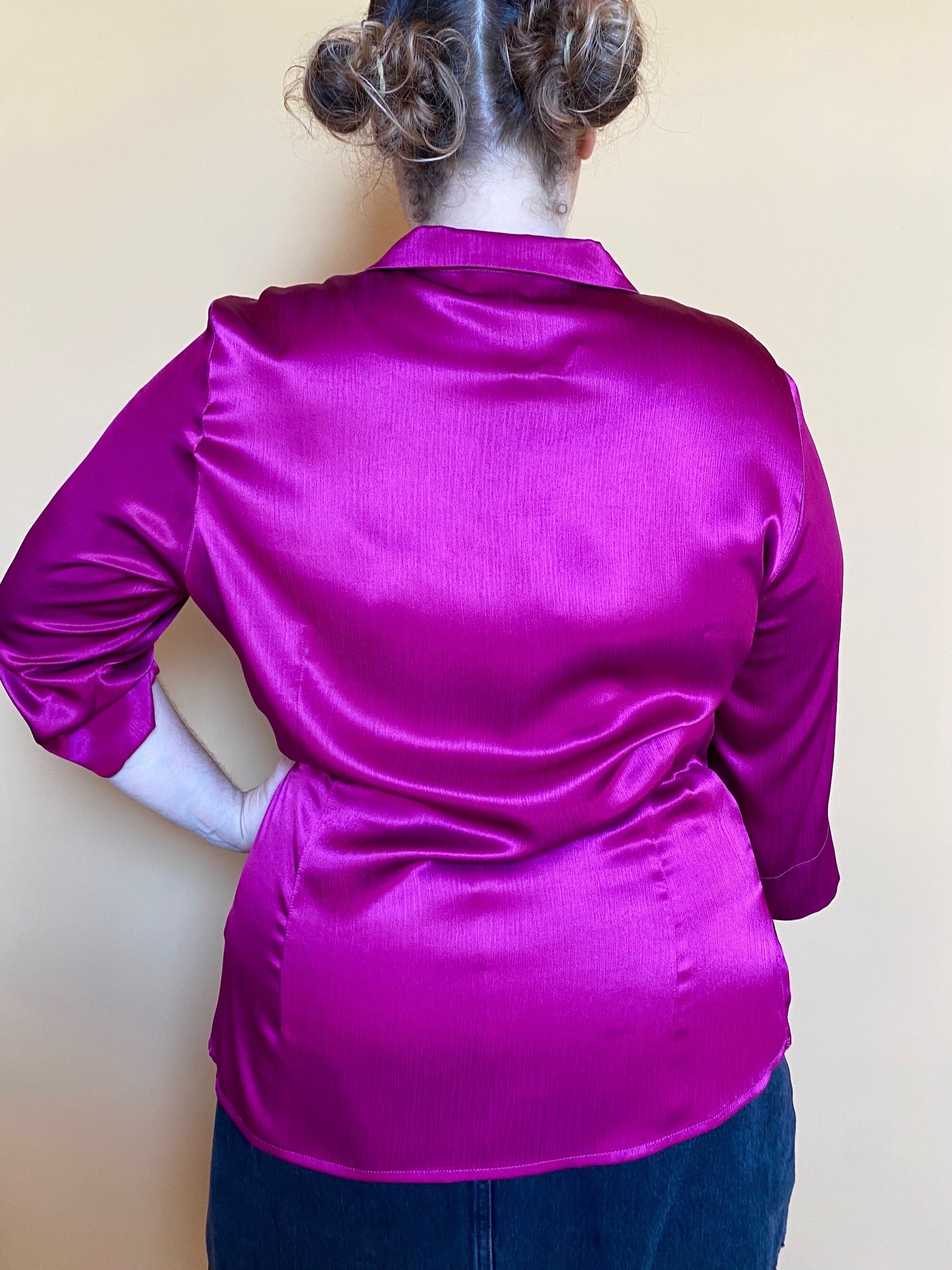 UK16 Vintage Plus Size Satin Blouse 90s - Etsy
