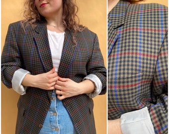 EU44 vintage Plus Size Blazer en laine vierge années 90