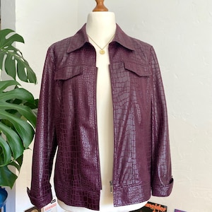 EU42 veste en faux cuir vintage violet années 90