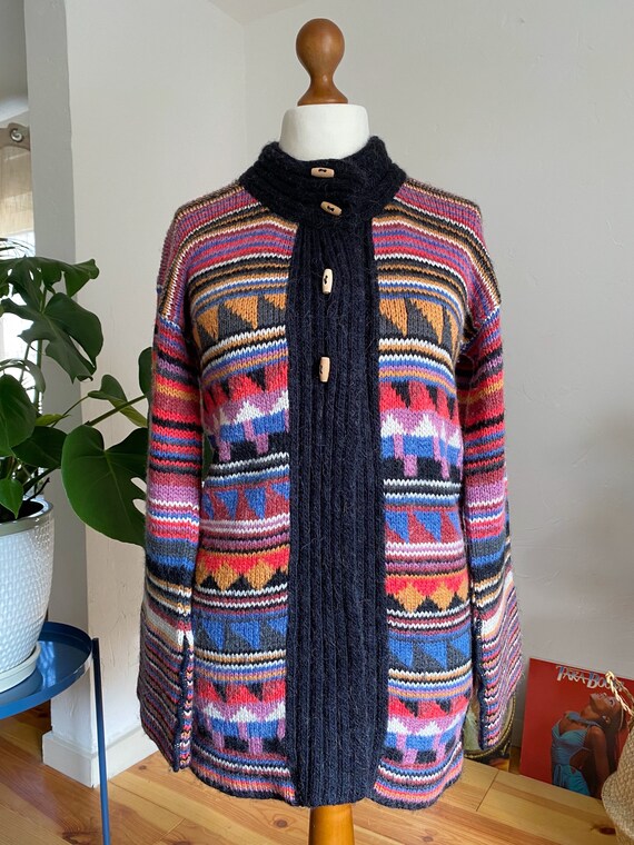 UK8/10 Vintage handmade knit jacket S | 70s colou… - image 2