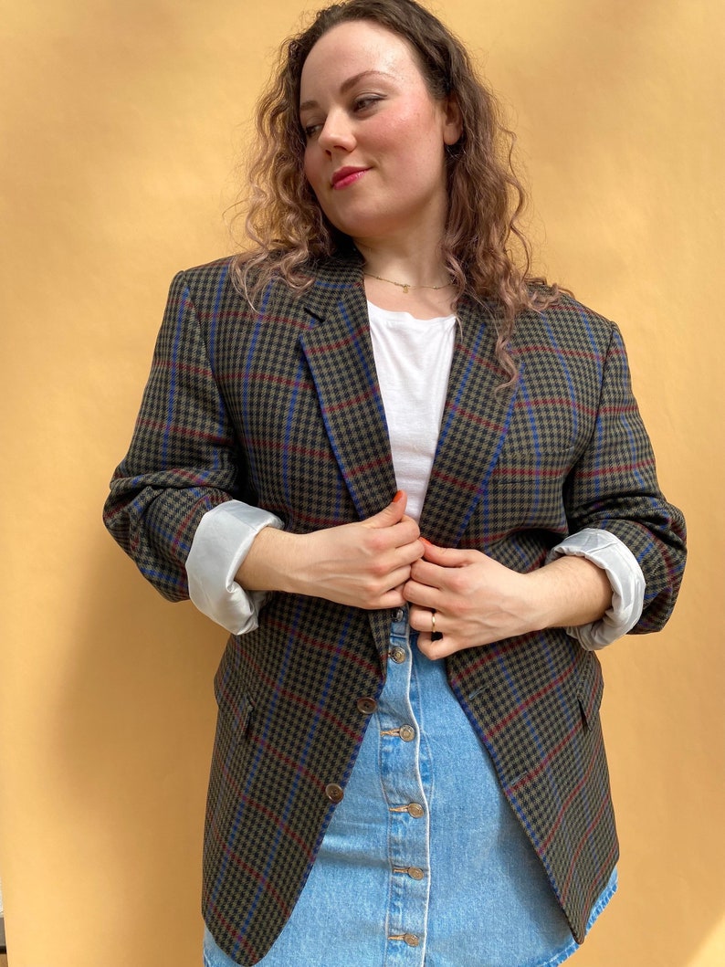 EU44 Vintage Plus Size Blazer aus Schurwolle 90er Bild 3