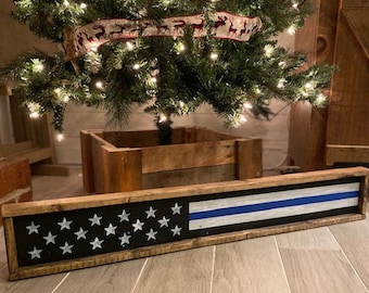 Flag - thin blue line / American flag / gifts for him/ gifts for her / wall decor