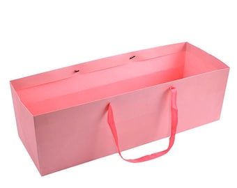 Rectangular Kraft Paper Bags with Ribbon Handles with Custom Printing - 10 Pcs Party Favor