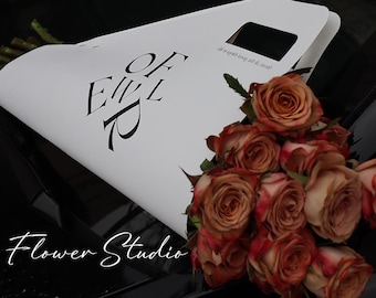 Custom Paper Flower Carrier Bag: Flat-Open Bouquet, Personalized Logo for Parties, Weddings 10PCS