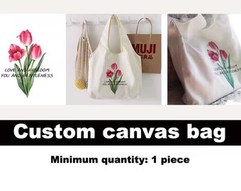 Canvas Personalized Tote Bag, Custom Printed Bag, Script Logo Image printed Bag,Wholesale Event Lightweight Promotional Bag for Business