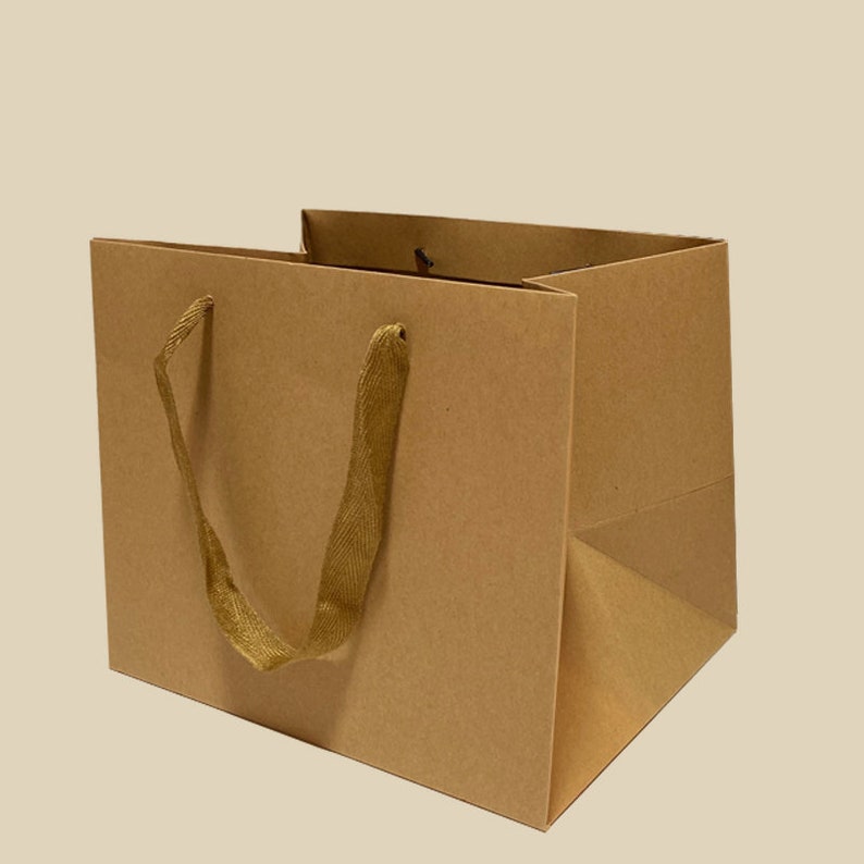 Square Paper Bag With Ribbon Handle 10 Pcs. Paper Shopping Etsy