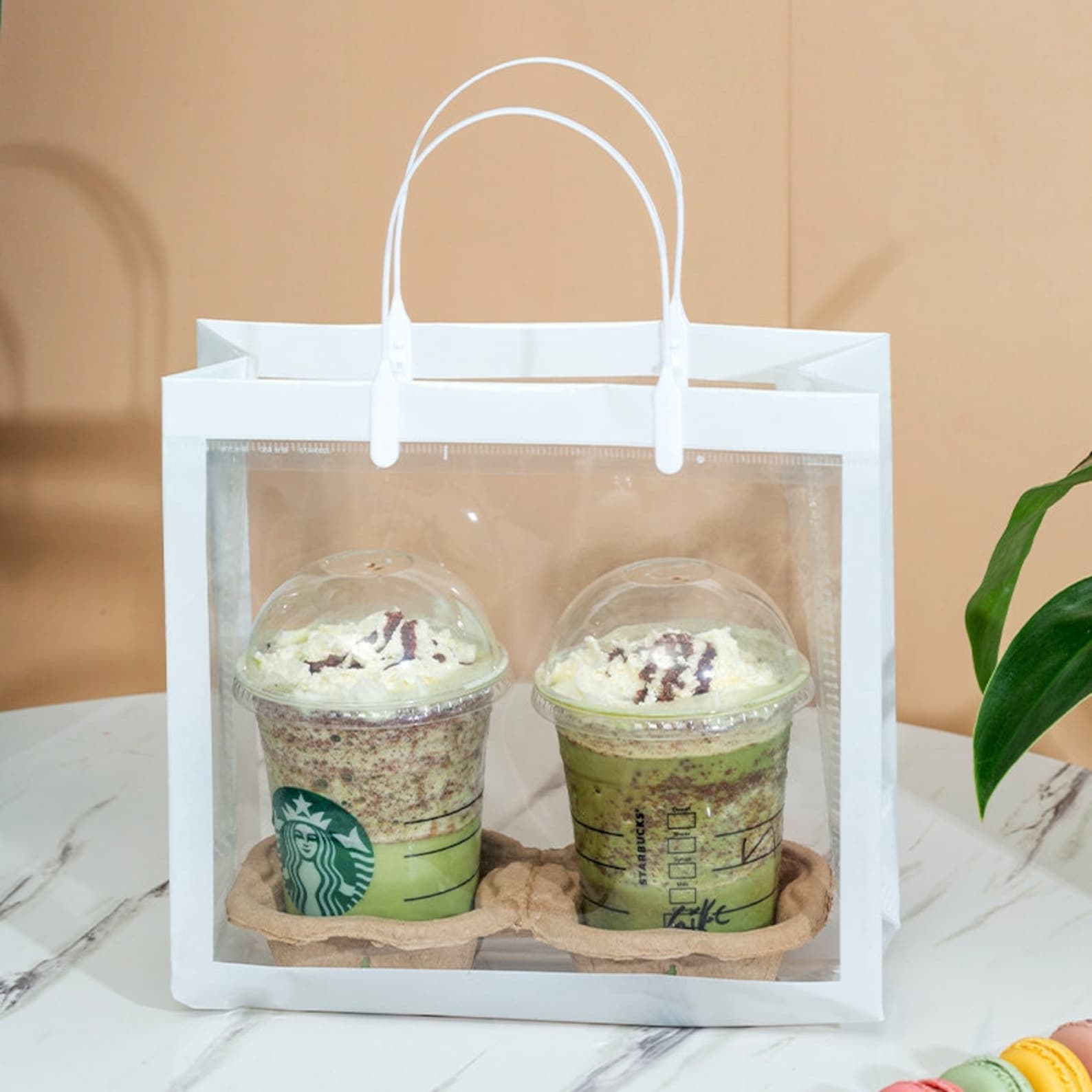 10PC Transparent PVC Hand Bag Milk Tea Bag Gift Bag Shopping Gift