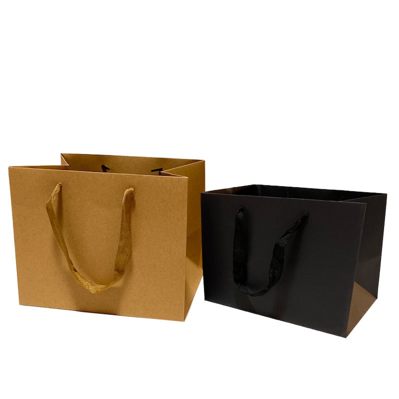 Square Paper Bag With Ribbon Handle 10 Pcs. Paper Shopping Etsy