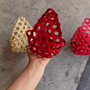 Miniaturowy kosz z bambusa na kwiaty Ręcznie tkany kosz z bambusa - 5 sztuk pustych koszyków z bambusa DIY koszyk z bambusa torba