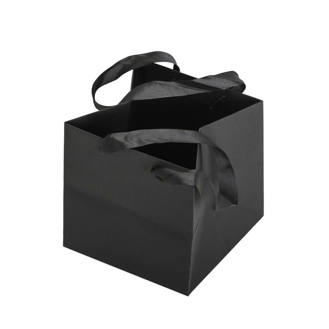 Square Paper Bag With Ribbon Handle 10 Pcs. Paper Shopping Bags, Bulk Gift Bags, Kraft, Party