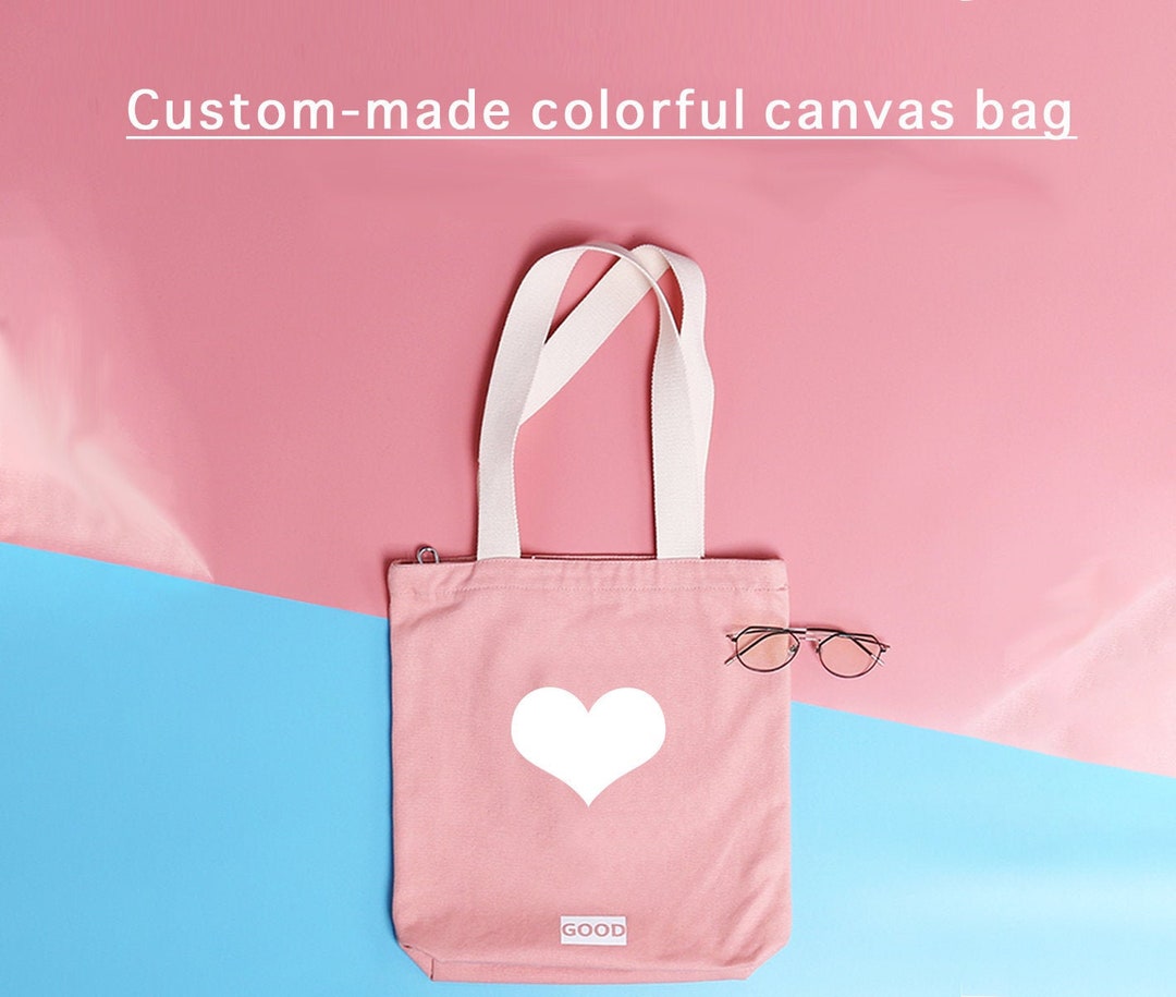 Canvas Personalized Tote Bag Custom Printed Bag Script Logo Etsy