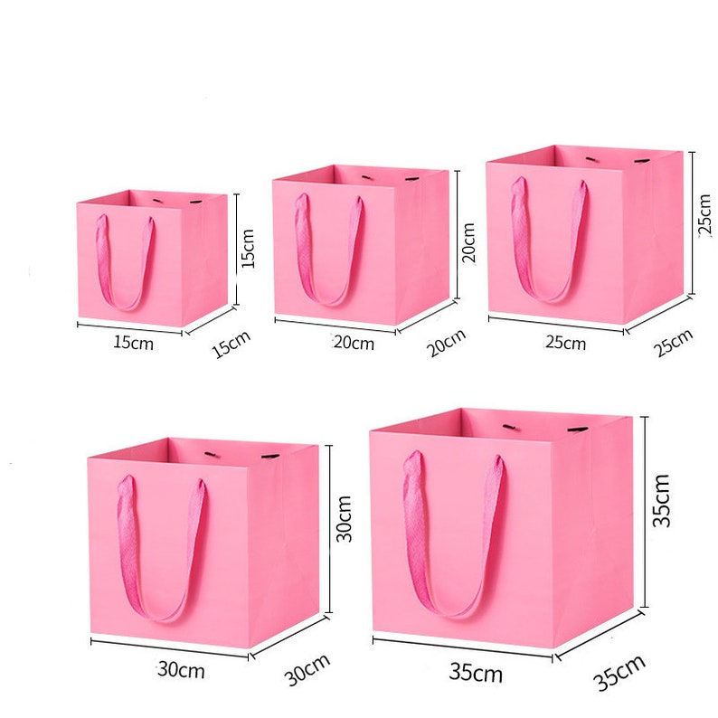 Square Paper Bag With Ribbon Handle 10 Pcs. Paper Shopping Etsy