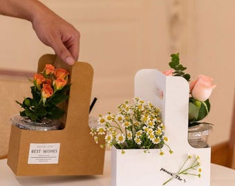 Folding Kraft Paper Flower Bags: Bouquet Gift Box (10 Pcs)
