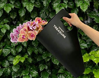 Custom Paper Flower Carrier Bag: Flat-Open Bouquet, Personalized Logo for Parties, Weddings 10PCS
