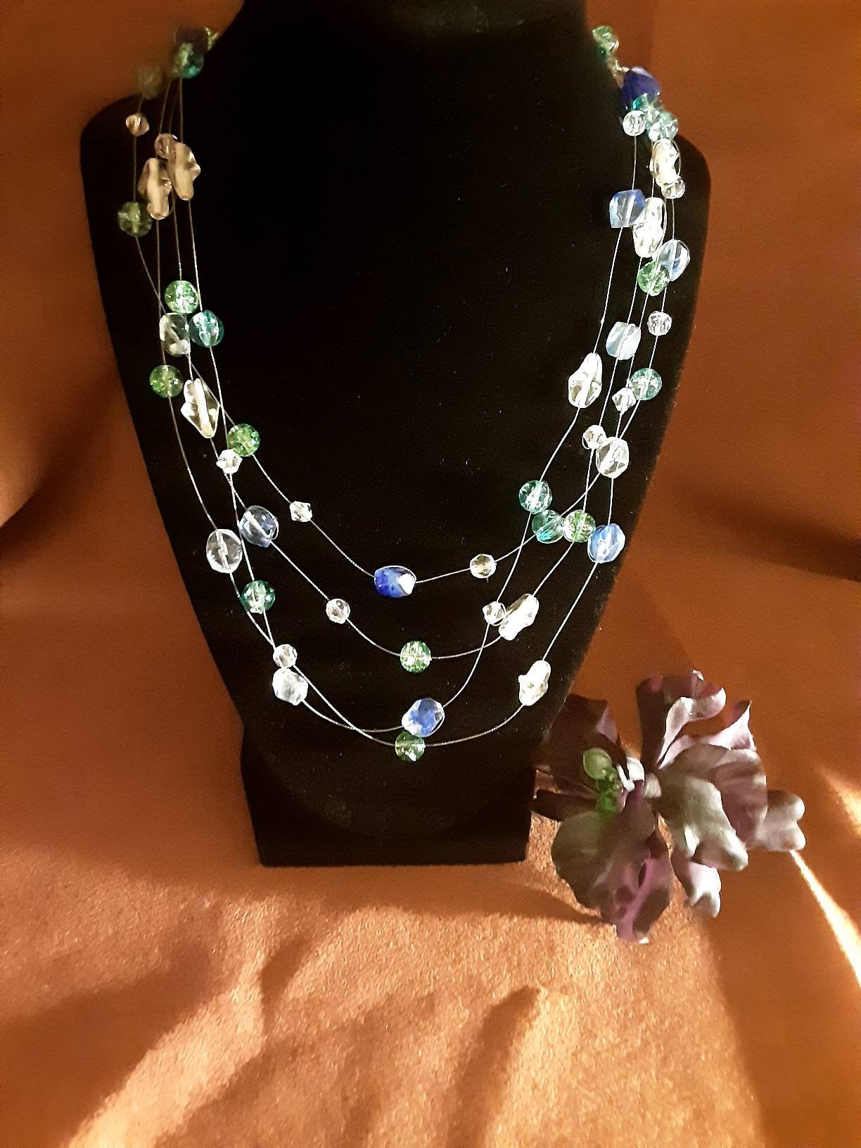 Floating necklace. Sparkling beads. I include the American | Etsy