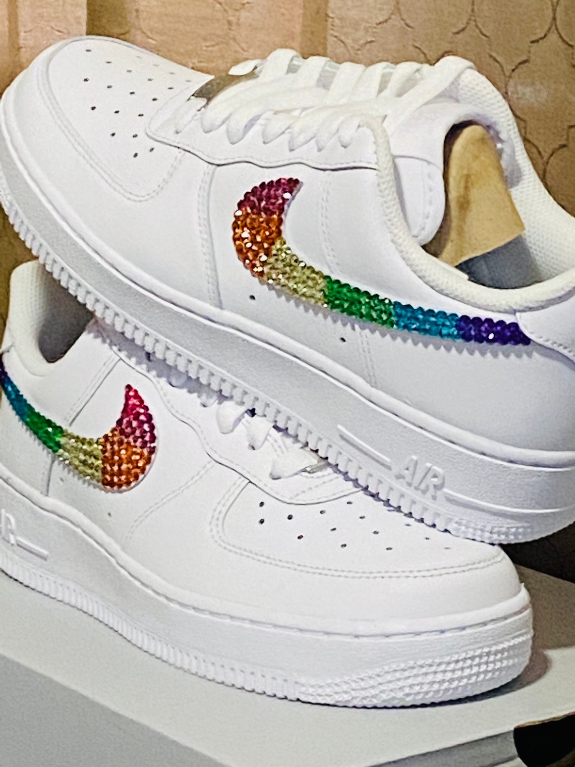 Rainbow Bling Custom Nike Air Force 1. Womens. Made to order | Etsy