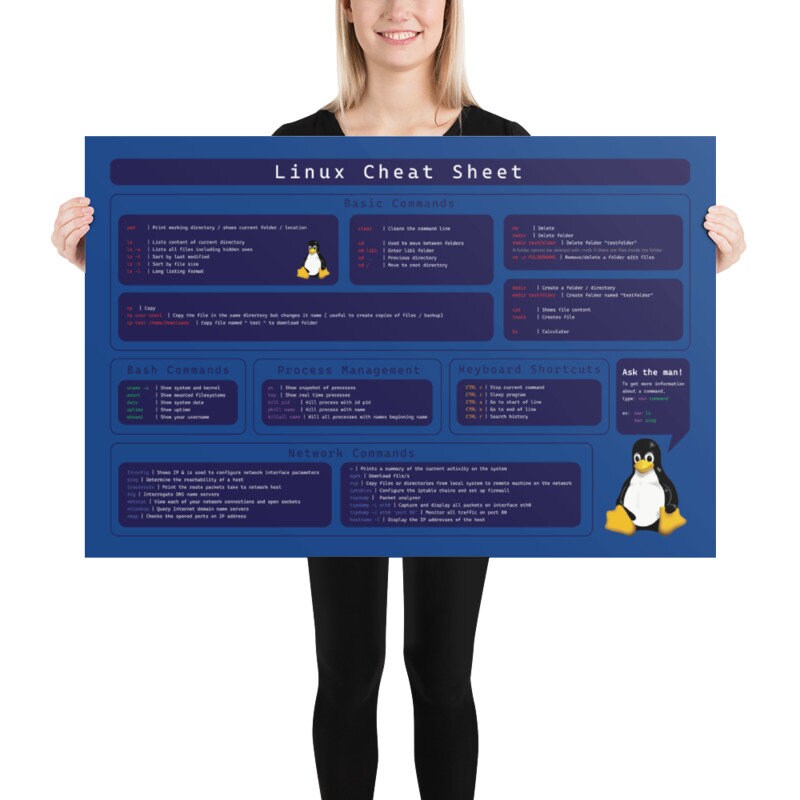 Linux Cheat Sheet Poster Hacker Gift Cyber Security Etsy Singapore