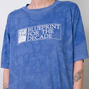 Vintage Blue Single Stitch Graphic T Shirt | Faded and Distressed Tee | L XL |