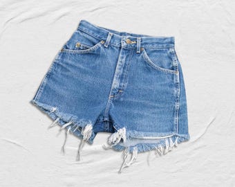 Short Lee vintage des années 80, 24 W, fabriqué aux États-Unis, délavage foncé