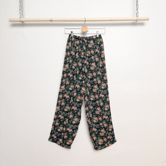 90s Sheer Floral Pants Wide Leg High Waisted Size… - image 1