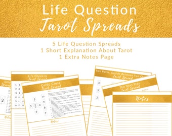Oracle Card Spread for Life Reading, Tarot Deck Life Question Cheatsheet