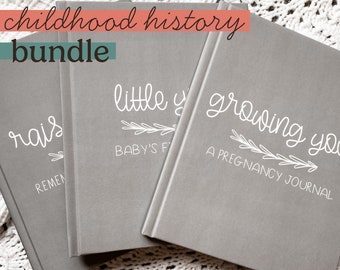 Childhood History Gift Bundle | Gift for New Moms | Baby Shower Gift | Keepsake Baby Memory Books | Pregnancy Gift | First Year Baby Book