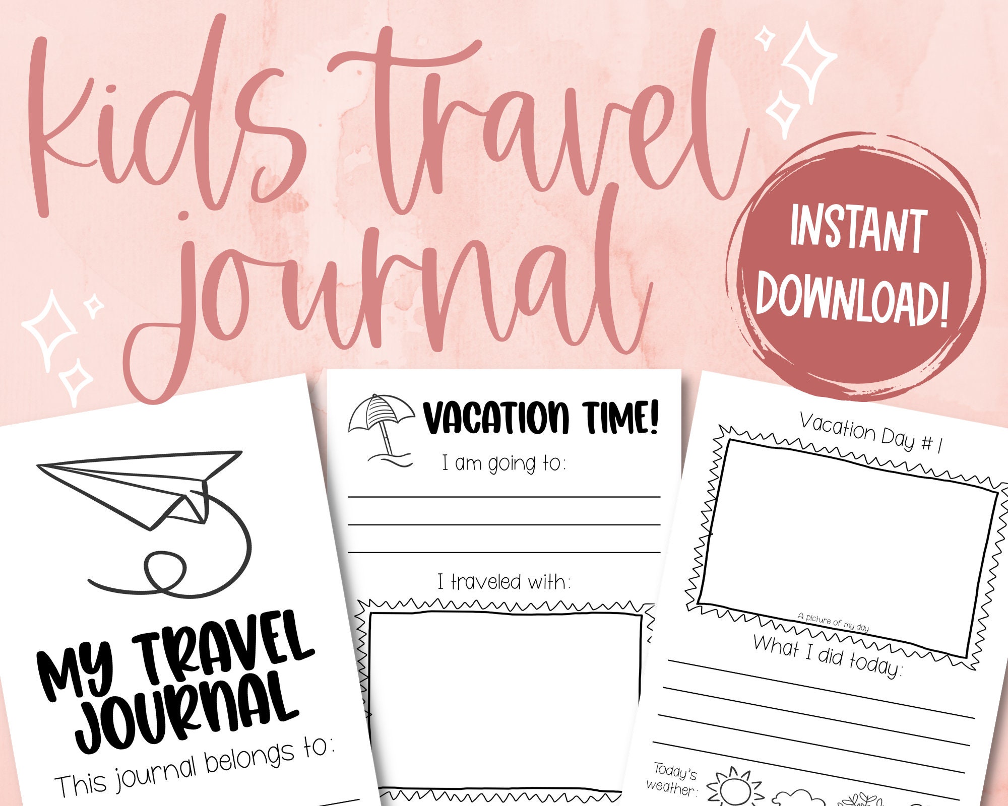 Printable Kids Travel Journal Adventure Journal for Kids - Etsy