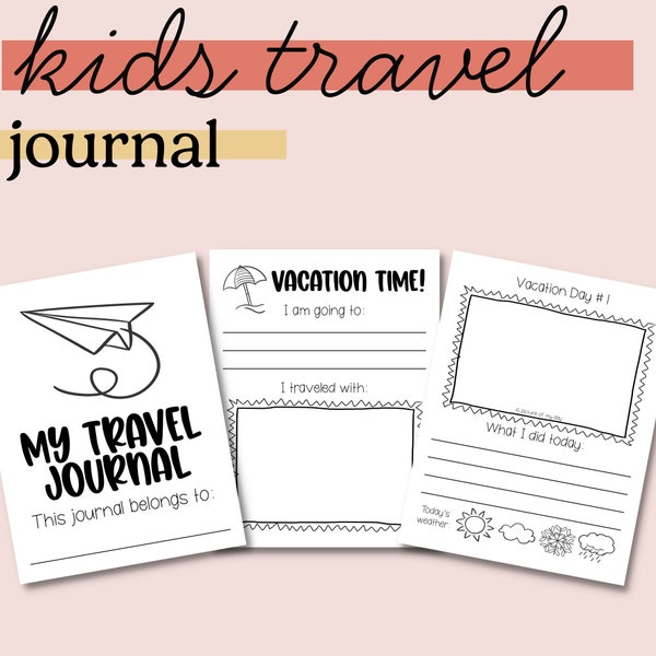 Printable Kids Travel Journal | Adventure Journal for Kids | Vacation Memory Book | Childhood Memory Book | Travel Memory Book