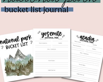 Printable National Parks Bucket List Journal and National Park Checklist | Travel Journal | Travel Memory Book | Adventure Journal
