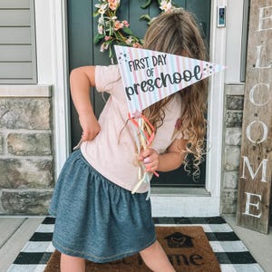 First Day of School Printable Pennant Flags | 1st Day of School Flag | Back to School Sign | DIY School Flag | Back to School Printable