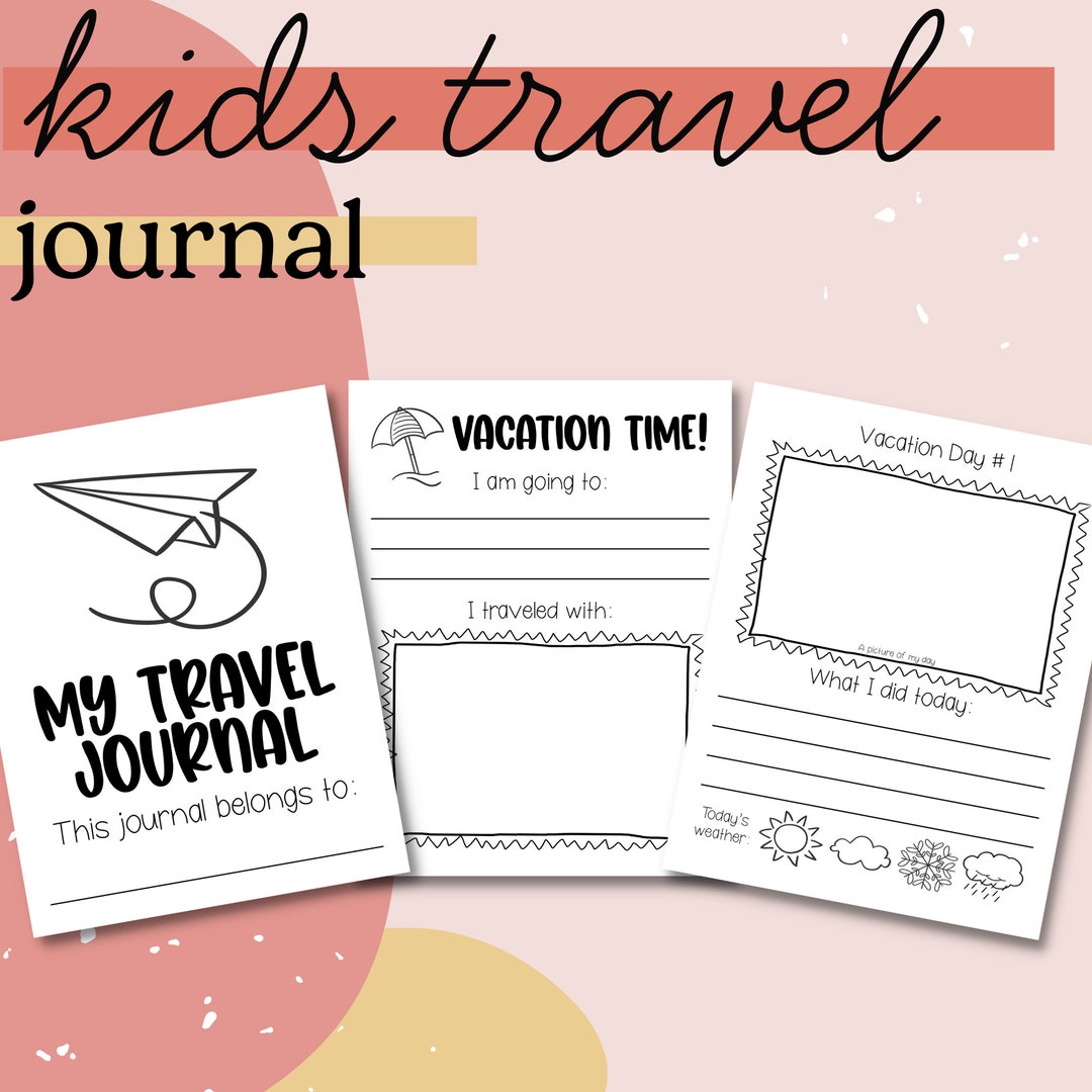 Kids Personalised Travel Journal Printable Kit Vacation Memory Kids Journal Travel  Memory Book Summer Journal Printable Surprise Trip 