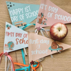 First Day of School Printable Pennant Flags | 1st Day of School Flag | Back to School Sign | DIY School Flag | Back to School Printable