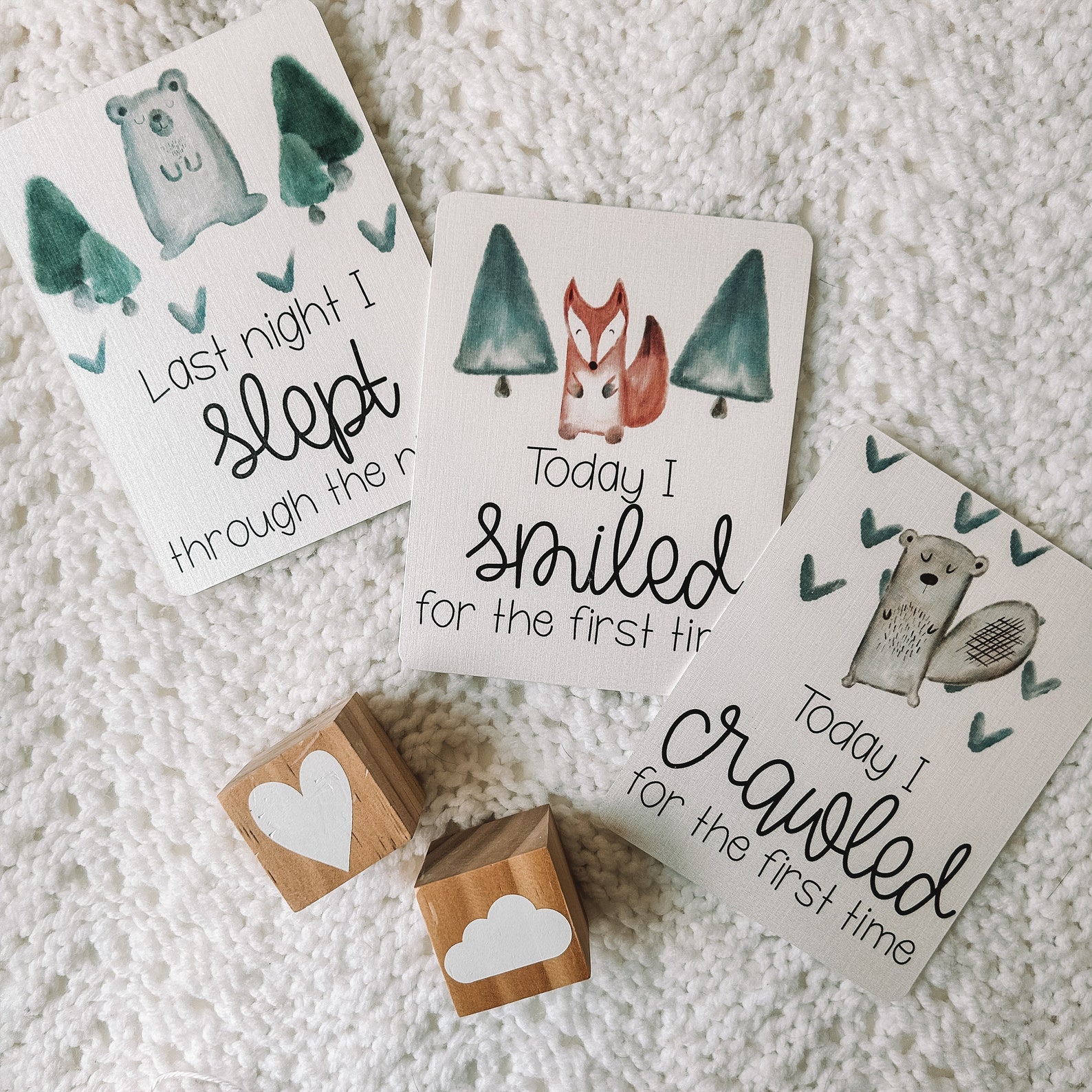 Woodland Animal Baby Milestone Cards: Monthly Photo Props - Etsy