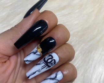 Press On Nails Ombre Blue Lv Etsy