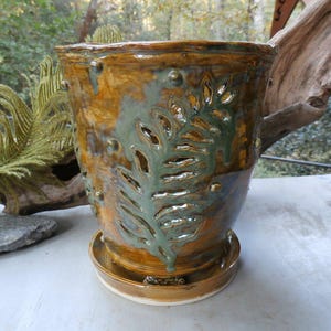 Unique Large Handmade Orchid Pot with Holes - Tall Orchid Planter Pot with Drainage and Saucer