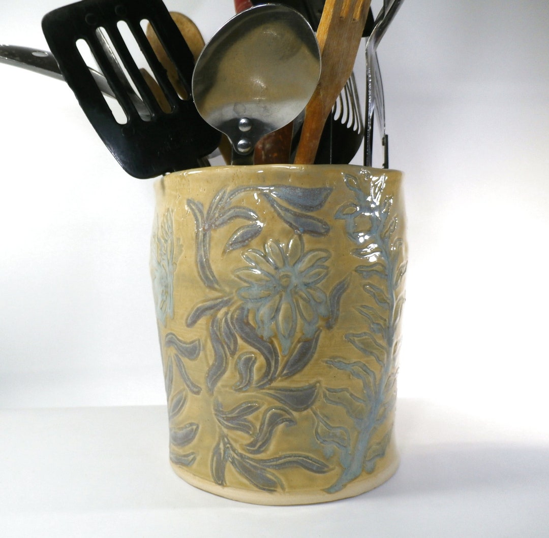 Unique Large Handmade Pottery Utensil Holder Kitchen Utensil Etsy
