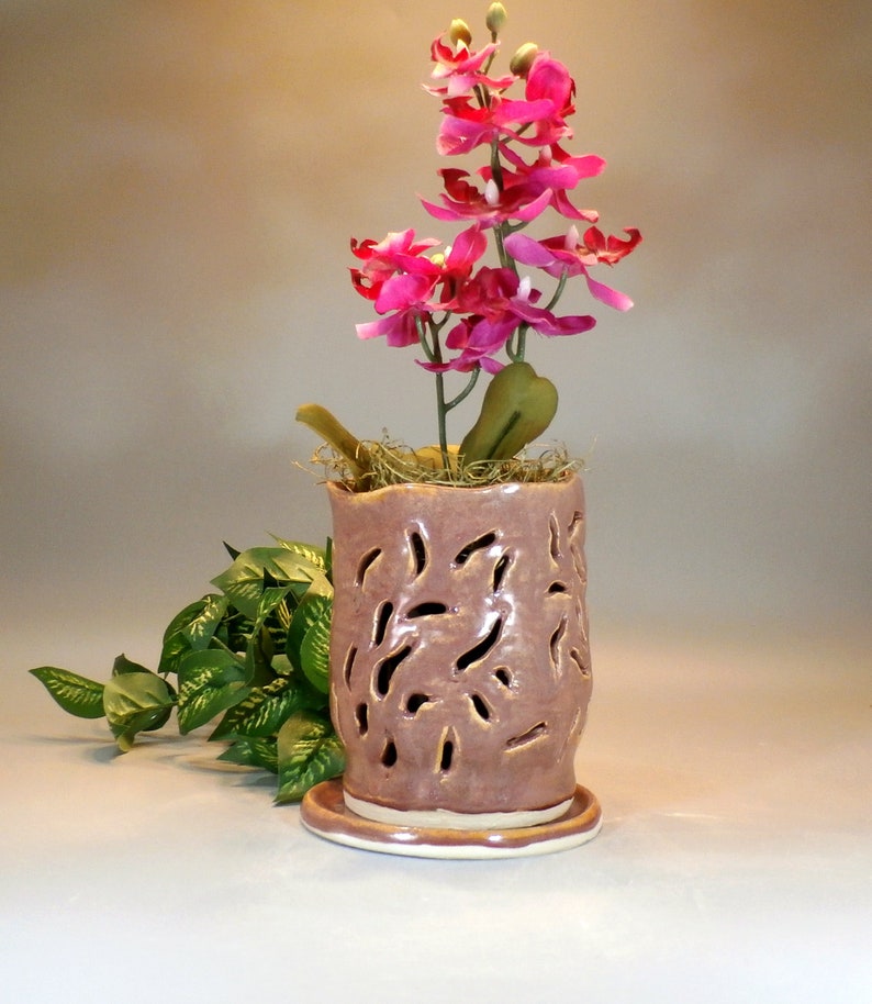 Orchid planter with holes Unique orchid pot Ceramic orchid