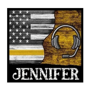 911 Dispatcher Gifts |  Personalized Magnet | Half Flag With Name | Yellow Line National Public Safety Telecommunicators Week