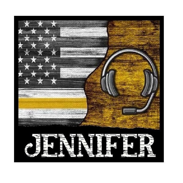 911 Dispatcher Gifts |  Personalized Magnet | Half Flag With Name | Yellow Line National Public Safety Telecommunicators Week