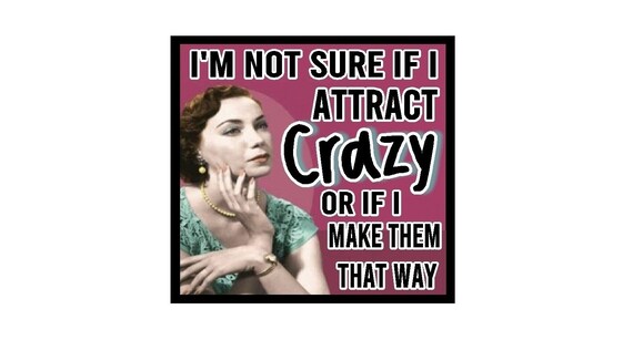 Funny Office Gifts | Retro Housewife | Attract Crazy Or Make Them That Way | Refrigerator Magnet | Stocking Stuffer