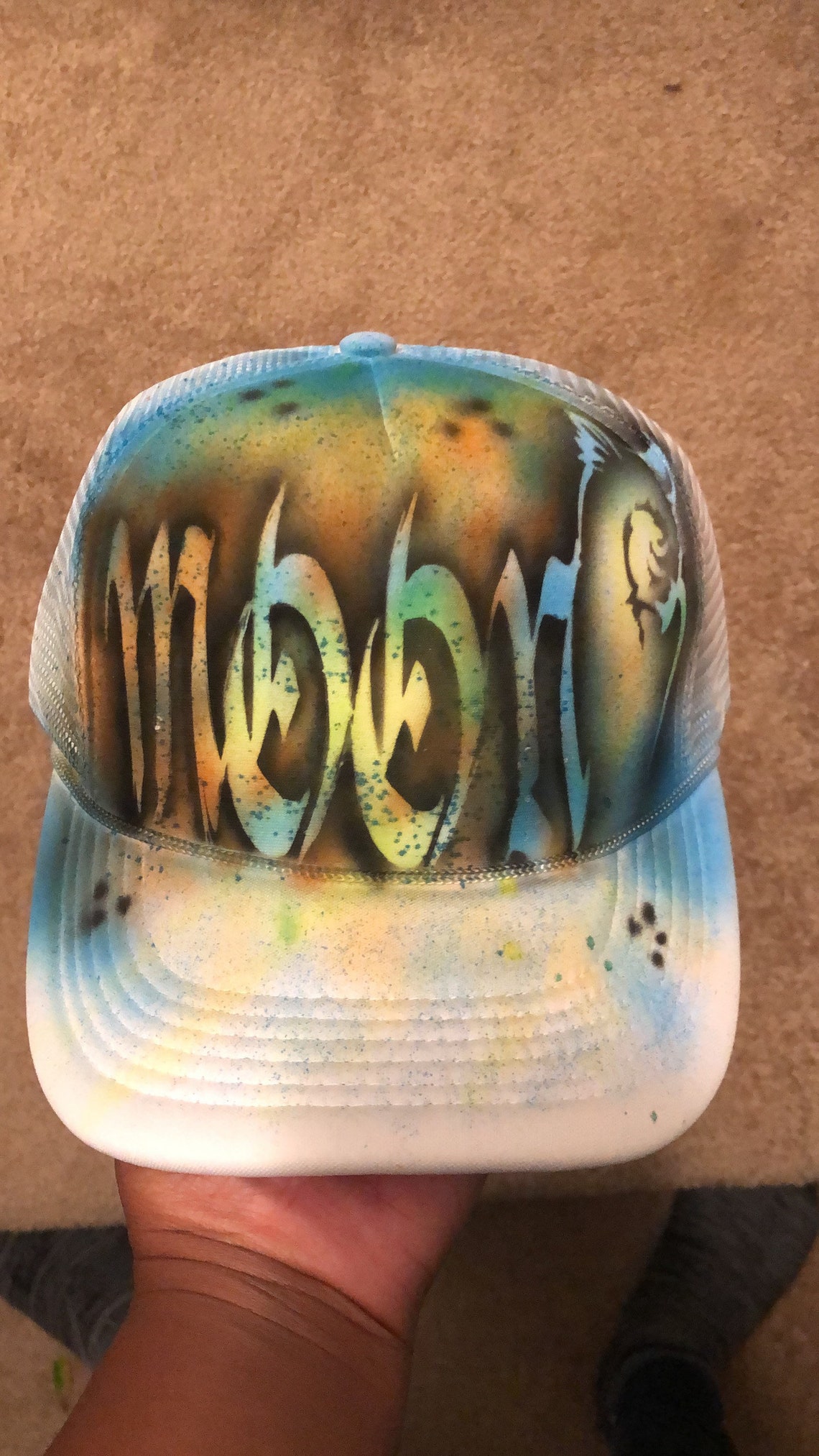 Custom Handmade Airbrush Fitted Hat Etsy