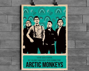 Poster Arctische apen | Indierockband muurkunst | Brits muziekicoon