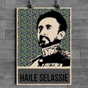 Haile Selassie Poster | Ethiopian Emperor Wall Art | Rastafari Icon