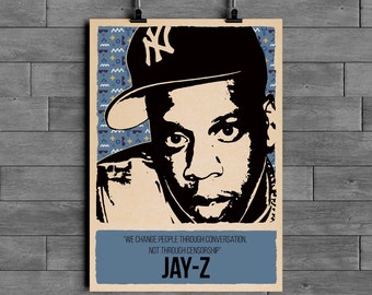Póster de Jay Z / Arte mural de leyenda del hip hop / Ícono del rap