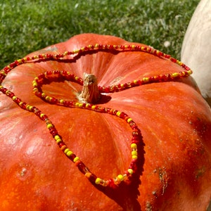 Fall orange mix seed bead necklace/hippie beads/love beads/autumn