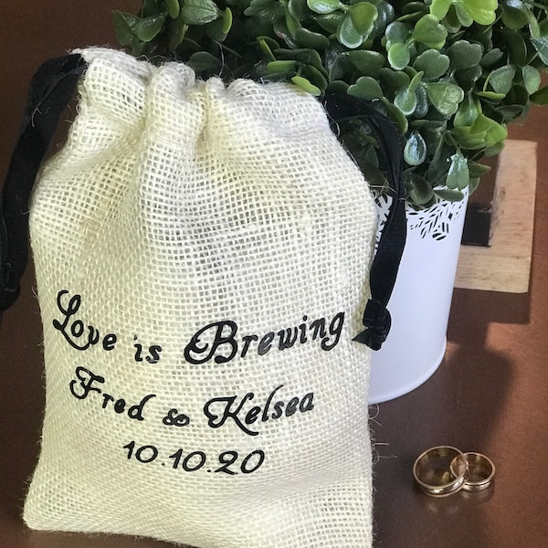 Personalized Customized Burlap Drawstring bag pouch for party favors  Wedding Birthday Jewelry  Business Logo Gifts Events MADE IN USA