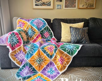 Modello all'uncinetto per coperta FloralWhiteTea