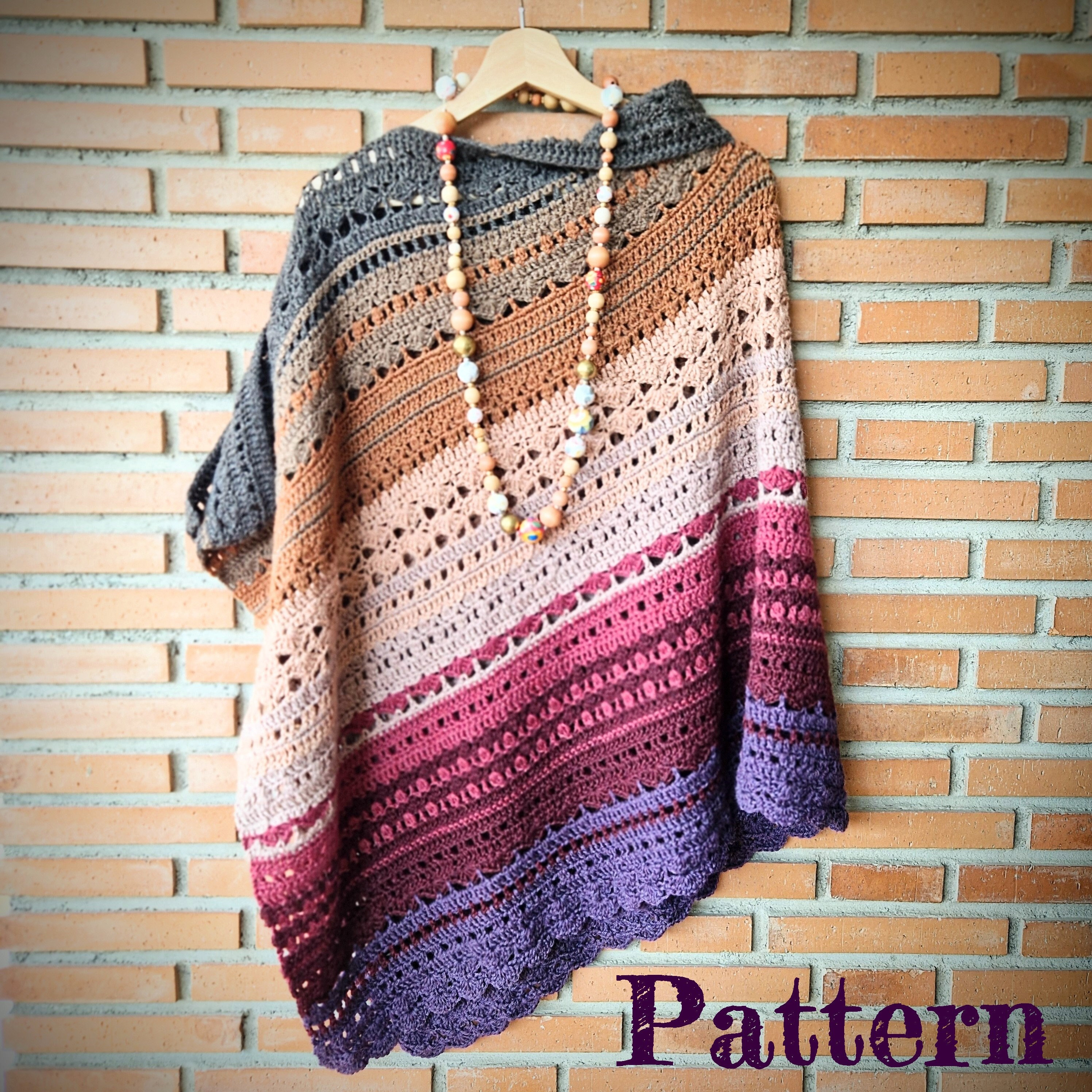 トップス nuyuh rib knit poncho one piece Poncho with rib details and a round neck - Beige - Sz. XS