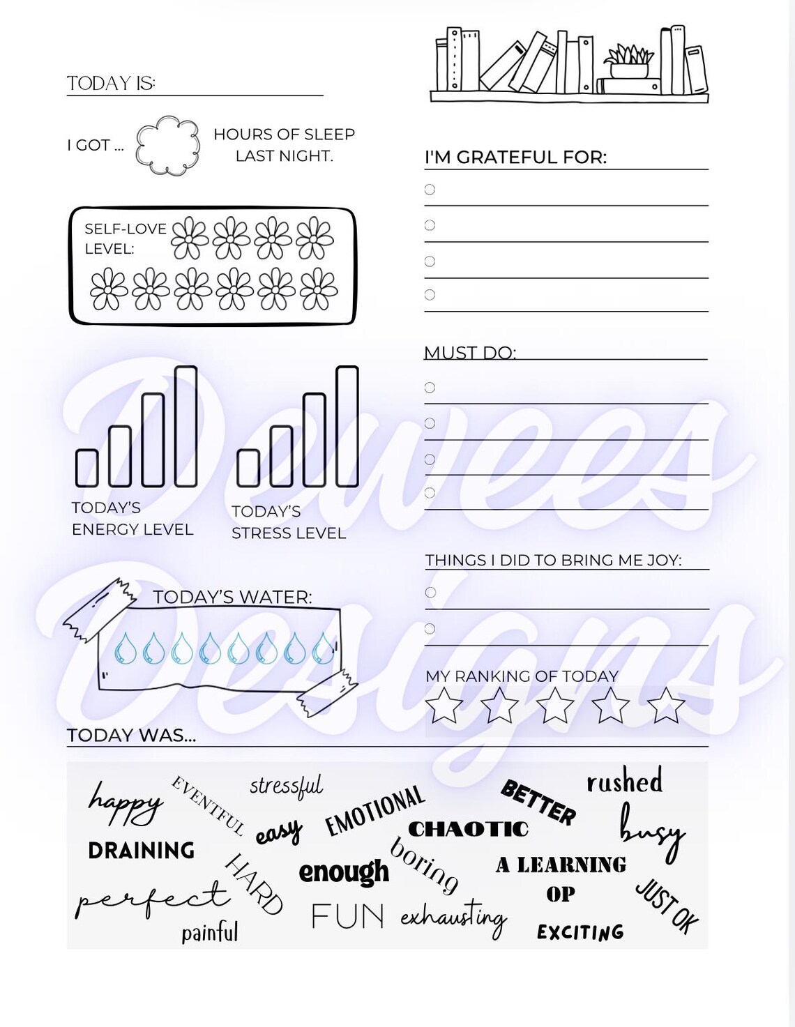 Self Care Tracker | to Do List | Feelings Tracker - Etsy
